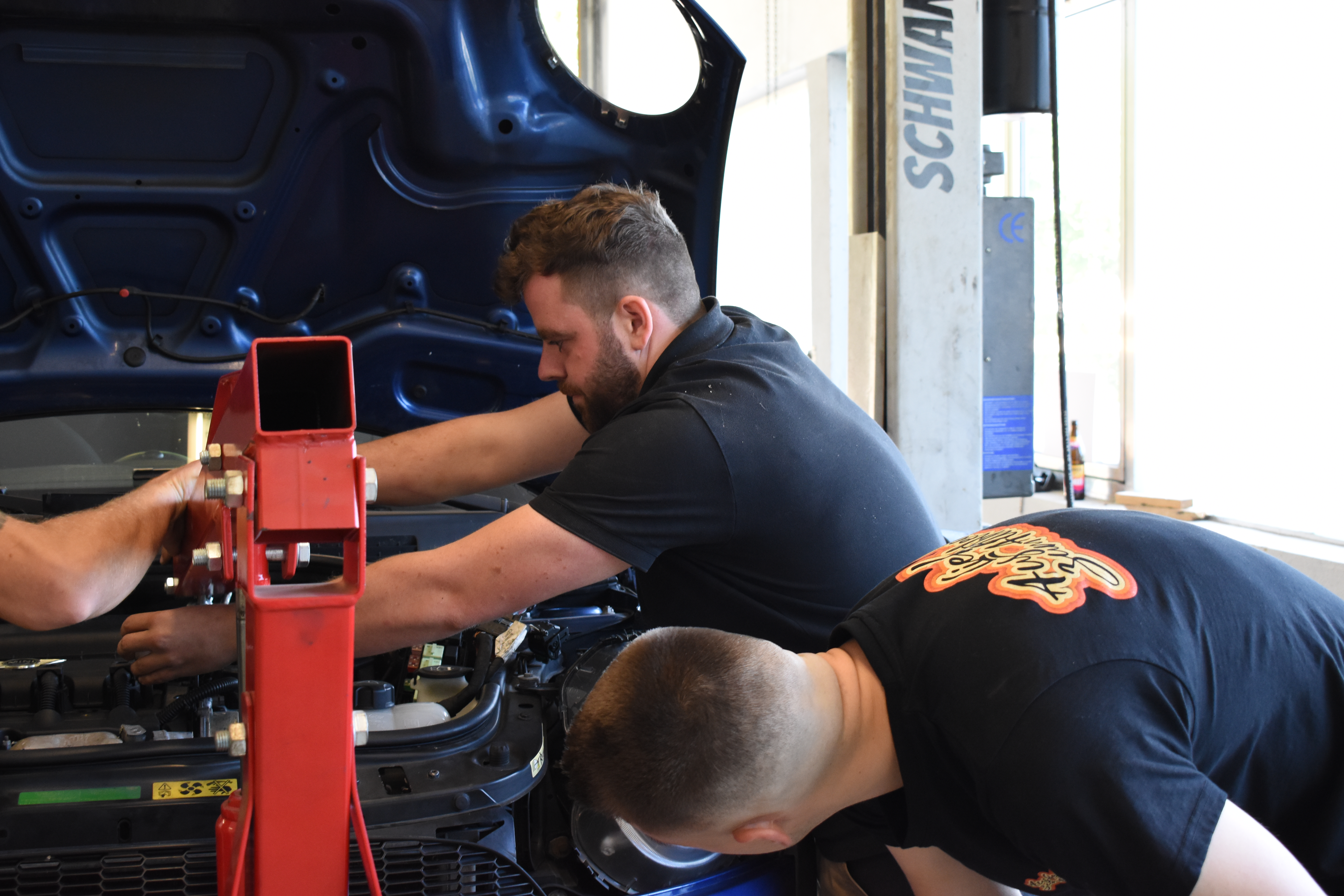 Close up of vehicle engine diagnostics